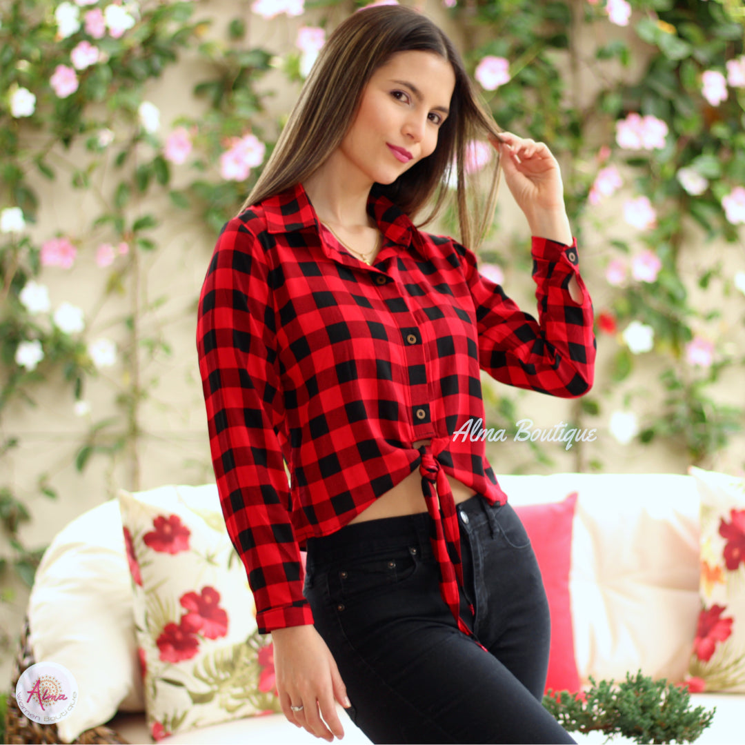 Blusa cuadros rojos
