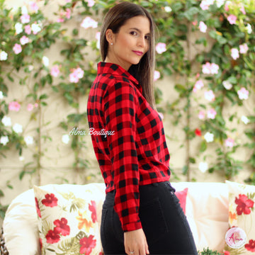 Blusa cuadros rojos
