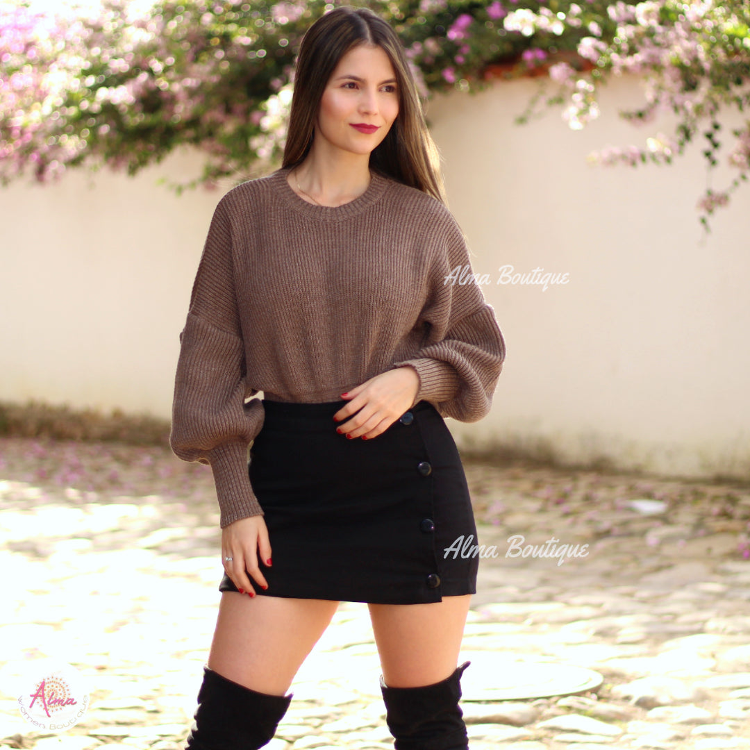 Falda Negra Botones