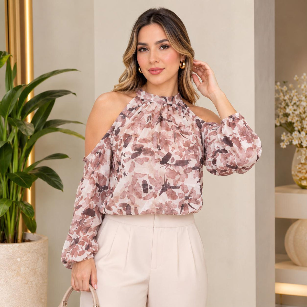 Blusa rosa flores